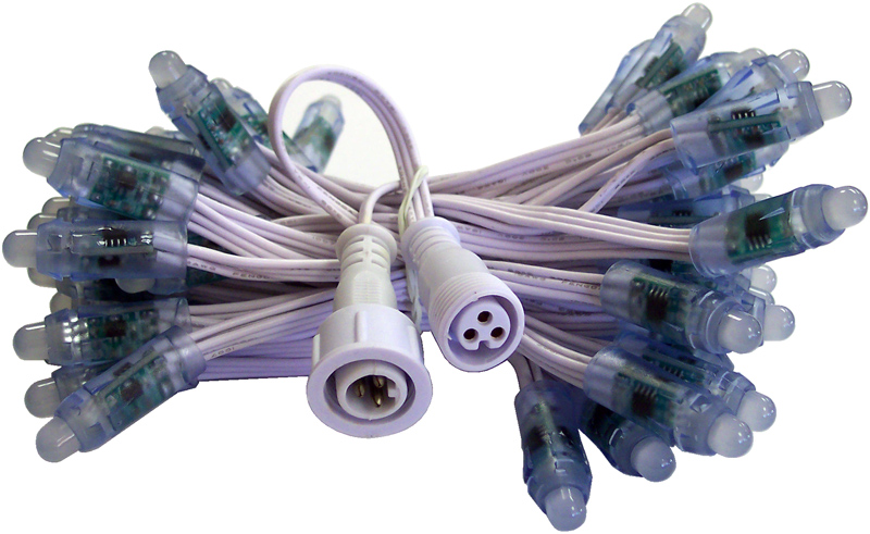 12mm 24v Pixel 100 Count 4 inch spacing  with Xconnect WHITE WIRE